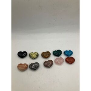 10 Polished Gemstone Heart Shaped Crystals‎ Healing Stones Collection